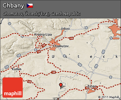 Shaded Relief Map of Chbany