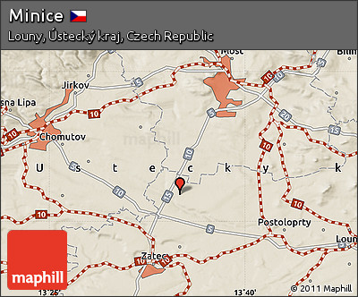Shaded Relief Map of Minice