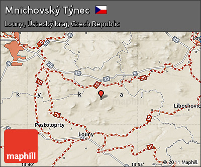 Shaded Relief Map of Mnichovský Týnec