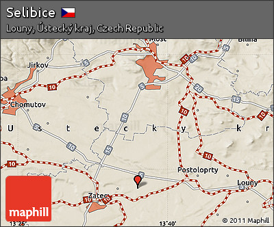 Shaded Relief Map of Selibice