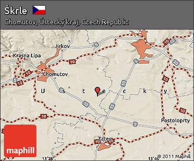 Shaded Relief Map of Škrle