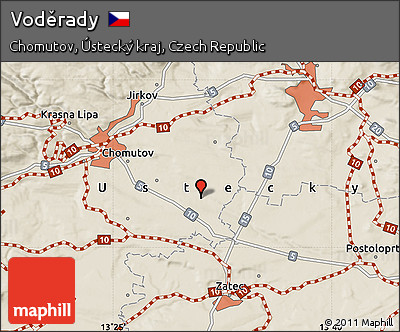 Shaded Relief Map of Voděrady