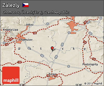Shaded Relief Map of Zálezly