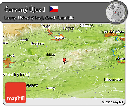 Physical Panoramic Map of Červený Újezd