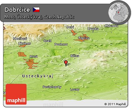 Physical Panoramic Map of Dobrčice