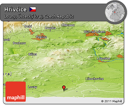 Physical Panoramic Map of Hřivčice