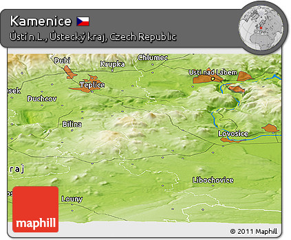 Physical Panoramic Map of Kamenice