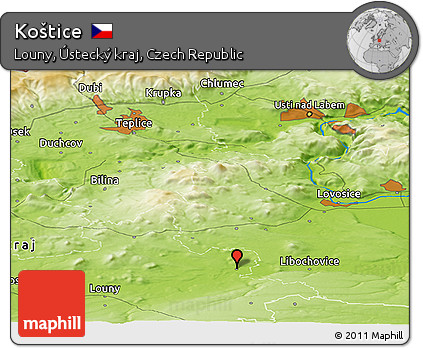 Physical Panoramic Map of Koštice