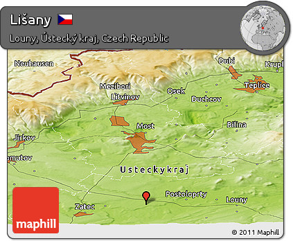 Physical Panoramic Map of Lišany