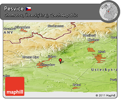 Physical Panoramic Map of Pesvice