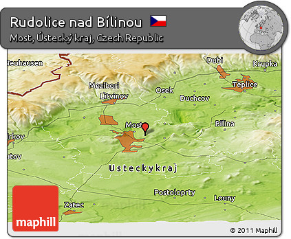 Physical Panoramic Map of Rudolice Nad Bílinou