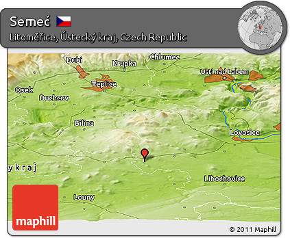 Physical Panoramic Map of Semeč