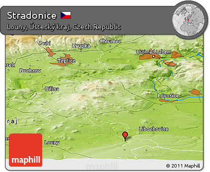 Physical Panoramic Map of Stradonice