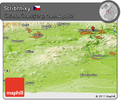 Physical Panoramic Map of Stříbrníky