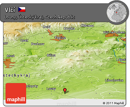 Physical Panoramic Map of Vlčí