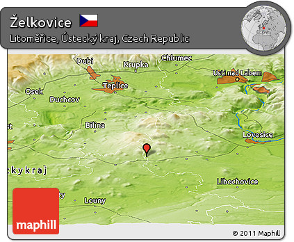 Physical Panoramic Map of Želkovice