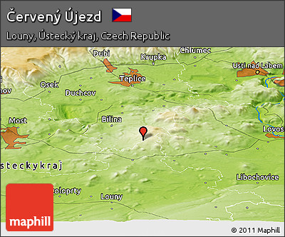 Physical Panoramic Map of Červený Újezd