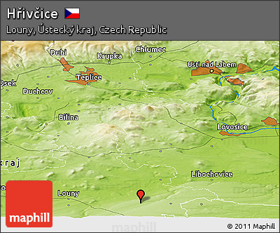 Physical Panoramic Map of Hřivčice