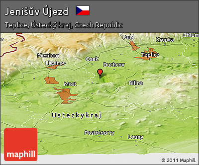 Physical Panoramic Map of Jenišŭv Újezd