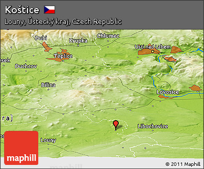 Physical Panoramic Map of Koštice