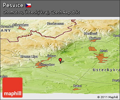Physical Panoramic Map of Pesvice