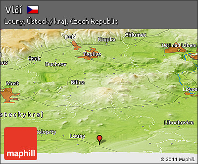 Physical Panoramic Map of Vlčí