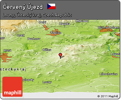 Physical Panoramic Map of Červený Újezd