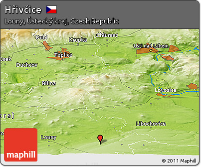 Physical Panoramic Map of Hřivčice