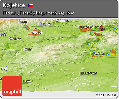 Physical Panoramic Map of Kojetice