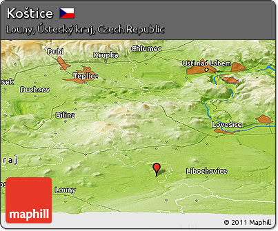 Physical Panoramic Map of Koštice