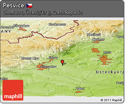 Physical Panoramic Map of Pesvice