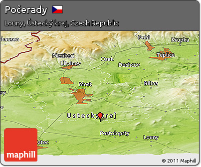 Physical Panoramic Map of Počerady