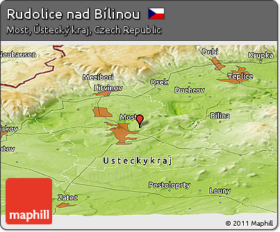 Physical Panoramic Map of Rudolice Nad Bílinou