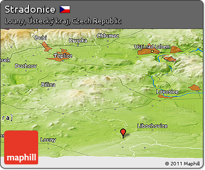 Physical Panoramic Map of Stradonice