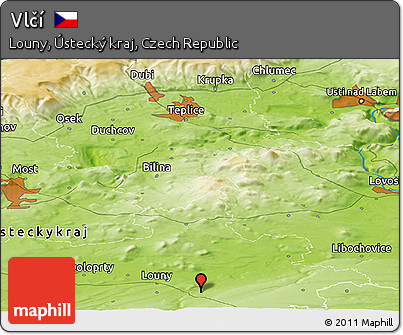 Physical Panoramic Map of Vlčí