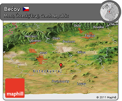 Satellite Panoramic Map of Bečov