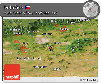 Satellite Panoramic Map of Dobrčice