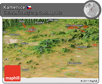 Satellite Panoramic Map of Kamenice