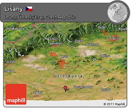 Satellite Panoramic Map of Lišany