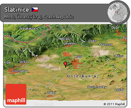 Satellite Panoramic Map of Slatinice