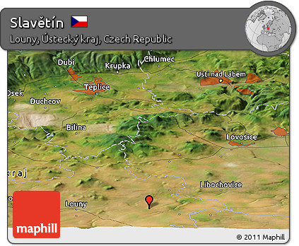 Satellite Panoramic Map of Slavětín