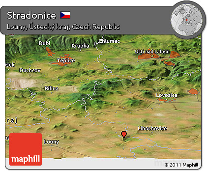 Satellite Panoramic Map of Stradonice