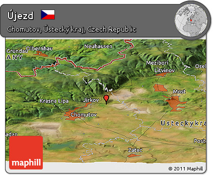 Satellite Panoramic Map of Újezd
