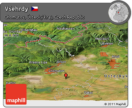 Satellite Panoramic Map of Všehrdy