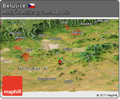 Satellite Panoramic Map of Bělušice