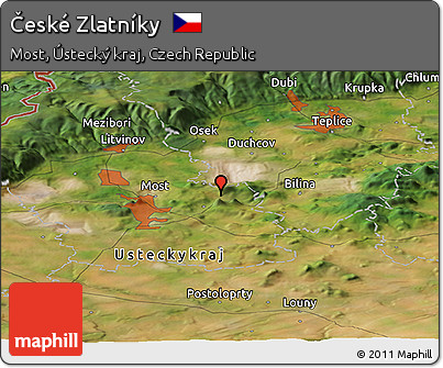 Satellite Panoramic Map of České Zlatníky