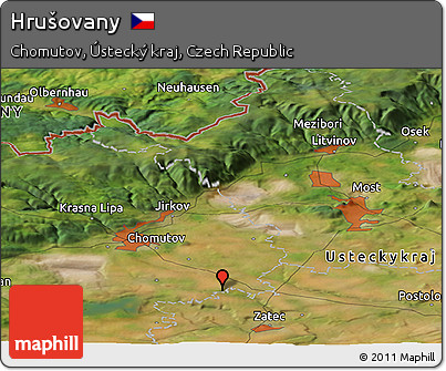 Satellite Panoramic Map of Hrušovany