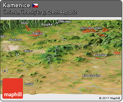 Satellite Panoramic Map of Kamenice