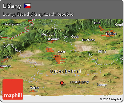 Satellite Panoramic Map of Lišany