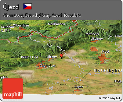 Satellite Panoramic Map of Újezd